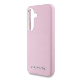   KARL LAGERFELD SAFFIANO FULL WRAPPED ELONGATED METAL LOGO szilikon telefonvédő (ütésállóság, MagSafe) RÓZSASZÍN