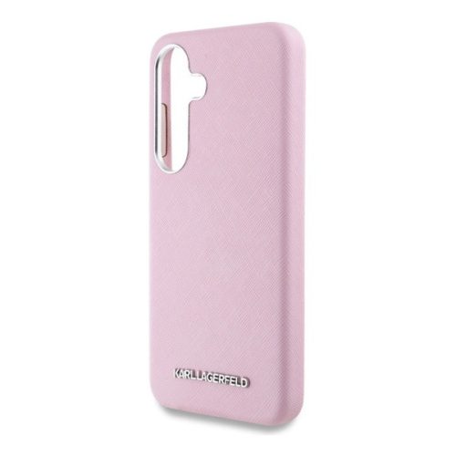 KARL LAGERFELD SAFFIANO FULL WRAPPED ELONGATED METAL LOGO szilikon telefonvédő (ütésállóság, MagSafe) RÓZSASZÍN