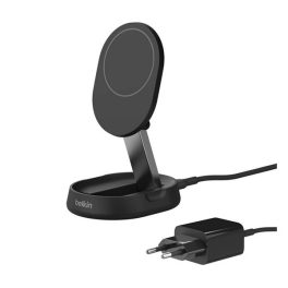   BELKIN BOOSTCHARGE PRO asztali töltő (15W, gyorstöltő, wireless, mágneses, dönthető, Qi2 + tápegység) FEKETE