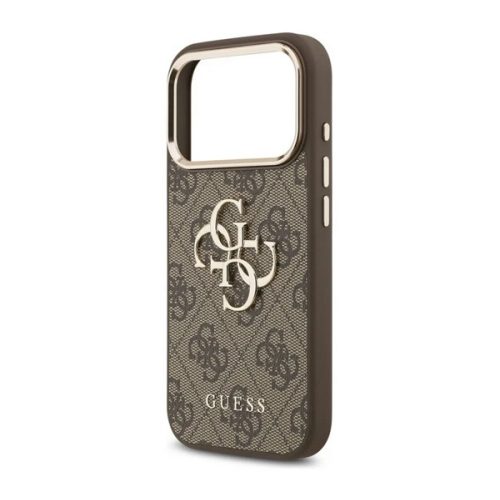 GUESS 4G BIG CLASSIC LOGO szilikon telefonvédő (ütésállóság, bőr hatású hátlap) FEKETE/ARANY