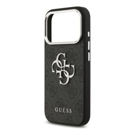 GUESS 4G BIG CLASSIC LOGO szilikon telefonvédő (ütésállóság, bőr hatású hátlap) FEKETE/EZÜST   GUESS 4G BIG CLASSIC LOGO szilikon telefonvédő (ütésállóság, bőr hatású hátlap) FEKETE/EZÜST