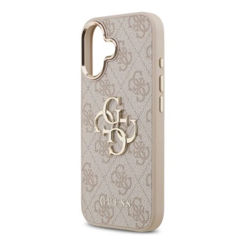 GUESS 4G BIG CLASSIC LOGO szilikon telefonvédő (ütésállóság, bőr hatású hátlap) RÓZSASZÍN/ARANY