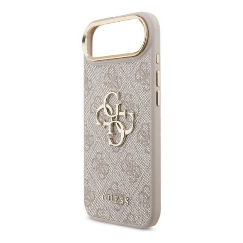 GUESS 4G BIG CLASSIC LOGO szilikon telefonvédő (ütésállóság, bőr hatású hátlap) RÓZSASZÍN/ARANY
