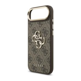   GUESS 4G BIG CLASSIC LOGO szilikon telefonvédő (ütésállóság, bőr hatású hátlap) SÖTÉTBARNA/ARANY