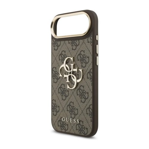 GUESS 4G BIG CLASSIC LOGO szilikon telefonvédő (ütésállóság, bőr hatású hátlap) SÖTÉTBARNA/ARANY