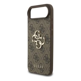   GUESS 4G BIG LOGO szilikon telefonvédő (ütésállóság, bőr hatású hátlap) SÖTÉTBARNA