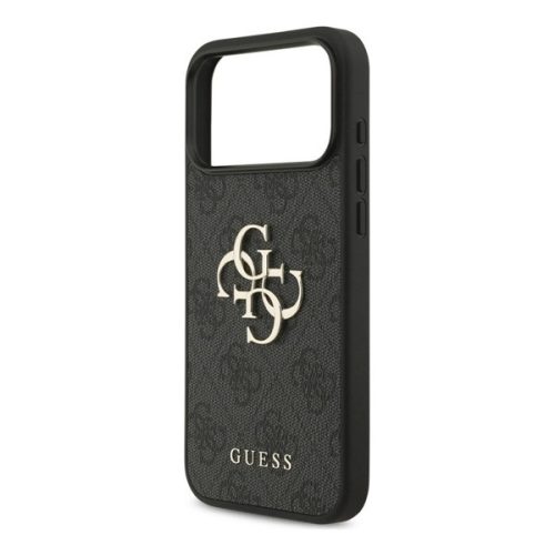 GUESS 4G BIG LOGO szilikon telefonvédő (ütésállóság, bőr hatású hátlap) FEKETE