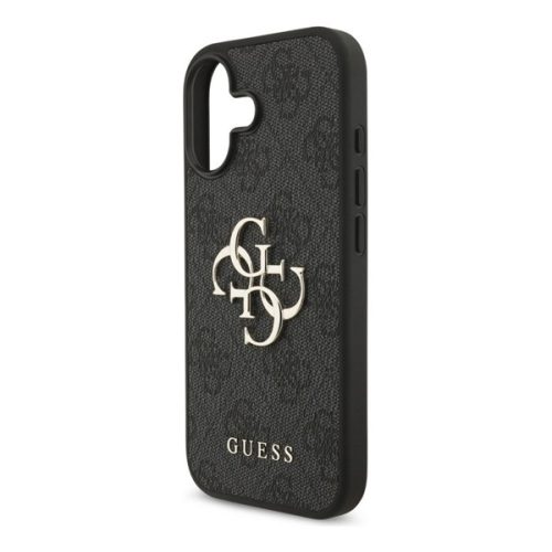 GUESS 4G BIG LOGO szilikon telefonvédő (ütésállóság, bőr hatású hátlap) FEKETE