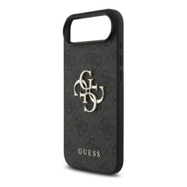   GUESS 4G BIG LOGO szilikon telefonvédő (ütésállóság, bőr hatású hátlap) FEKETE