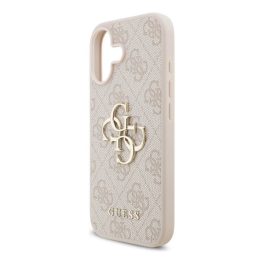   GUESS 4G BIG LOGO szilikon telefonvédő (ütésállóság, bőr hatású hátlap) RÓZSASZÍN