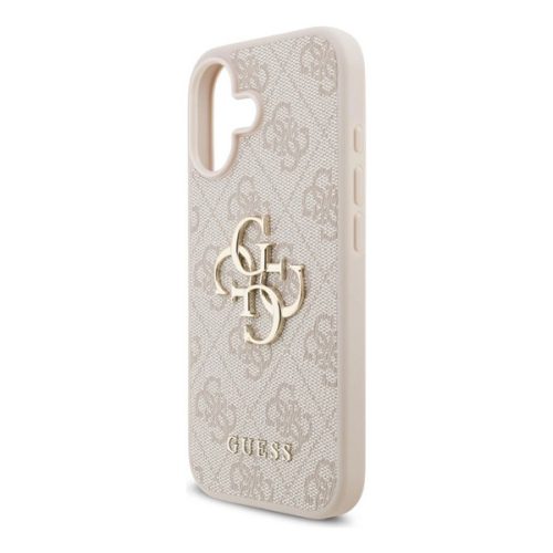 GUESS 4G BIG LOGO szilikon telefonvédő (ütésállóság, bőr hatású hátlap) RÓZSASZÍN