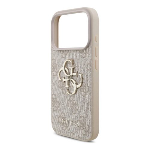 GUESS 4G BIG LOGO szilikon telefonvédő (ütésállóság, bőr hatású hátlap) RÓZSASZÍN