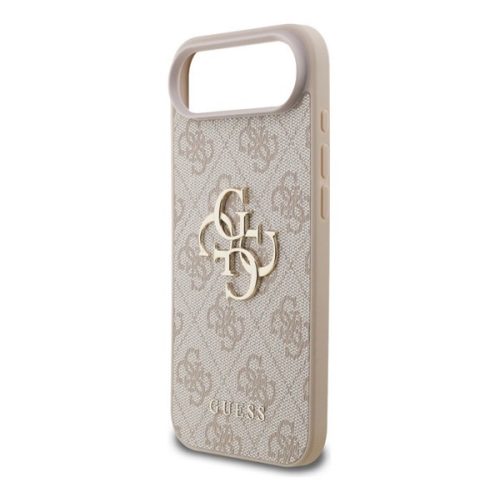 GUESS 4G BIG LOGO szilikon telefonvédő (ütésállóság, bőr hatású hátlap) RÓZSASZÍN