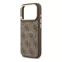   GUESS 4G CLASSIC LOGO szilikon telefonvédő (ütésállóság, bőr hatású hátlap) SÖTÉTBARNA