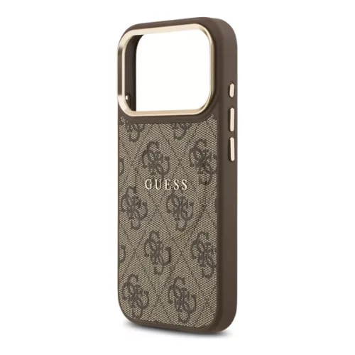 GUESS 4G CLASSIC LOGO szilikon telefonvédő (ütésállóság, bőr hatású hátlap) SÖTÉTBARNA