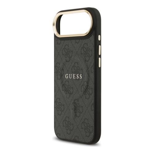 GUESS 4G CLASSIC LOGO szilikon telefonvédő (ütésállóság, bőr hatású hátlap) FEKETE