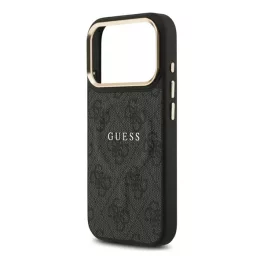   GUESS 4G CLASSIC LOGO szilikon telefonvédő (ütésállóság, bőr hatású hátlap) FEKETE