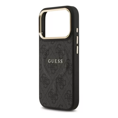 GUESS 4G CLASSIC LOGO szilikon telefonvédő (ütésállóság, bőr hatású hátlap) FEKETE