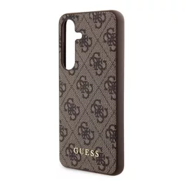   GUESS 4G METAL GOLD LOGO műanyag telefonvédő (textil hátlap) SÖTÉTBARNA