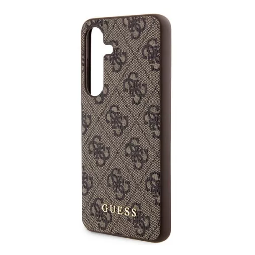 GUESS 4G METAL GOLD LOGO műanyag telefonvédő (textil hátlap) SÖTÉTBARNA