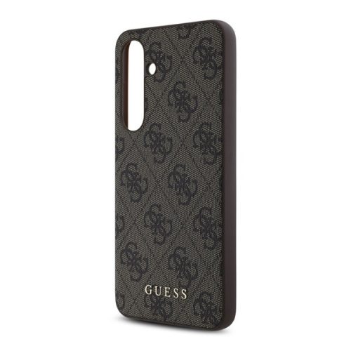 GUESS 4G METAL GOLD LOGO műanyag telefonvédő (textil hátlap) SÖTÉTBARNA