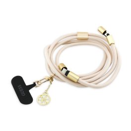   GUESS CROSSBODY STRAP 4G CHARM adatkábel (Type-C - Type-C, gyorstöltő, nyakpánt, 150cm) BÉZS