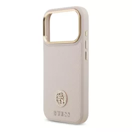   GUESS GRAINED STRASS LOGO szilikon telefonvédő (ütésállóság, bőr hatású hátlap) RÓZSASZÍN