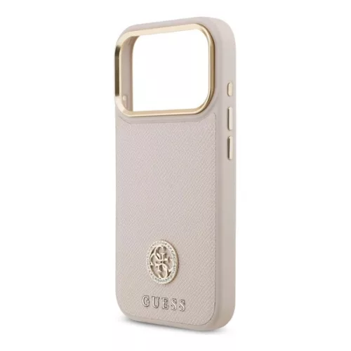 GUESS GRAINED STRASS LOGO szilikon telefonvédő (ütésállóság, bőr hatású hátlap) RÓZSASZÍN