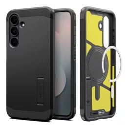   SPIGEN TOUGH ARMOR MAG műanyag telefonvédő (ütésállóság, kitámasztó, MagSafe) FEKETE