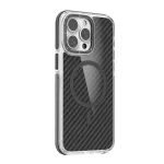 Szilikon telefonvédő (ütésállóság, légpárnás sarok, karbon minta, wireless, MagSafe) FEKETE
