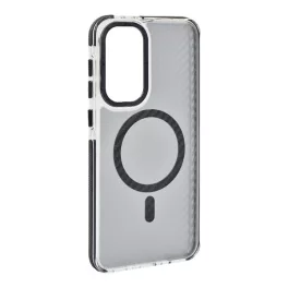  Szilikon telefonvédő (ütésállóság, légpárnás sarok, karbon minta, wireless, MagSafe) FEKETE