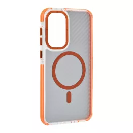   Szilikon telefonvédő (ütésállóság, légpárnás sarok, karbon minta, wireless, MagSafe) NARANCSSÁRGA