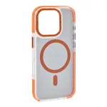 Szilikon telefonvédő (ütésállóság, légpárnás sarok, karbon minta, wireless, MagSafe) NARANCSSÁRGA