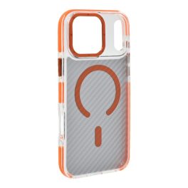   Szilikon telefonvédő (ütésállóság, légpárnás sarok, karbon minta, wireless, MagSafe) NARANCSSÁRGA