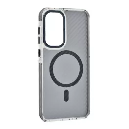   Szilikon telefonvédő (ütésállóság, légpárnás sarok, karbon minta, wireless, MagSafe) SÖTÉTSZÜRKE