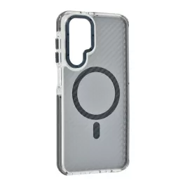   Szilikon telefonvédő (ütésállóság, légpárnás sarok, karbon minta, wireless, MagSafe) SÖTÉTSZÜRKE