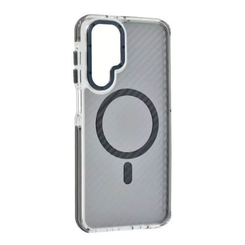 Szilikon telefonvédő (ütésállóság, légpárnás sarok, karbon minta, wireless, MagSafe) SÖTÉTSZÜRKE