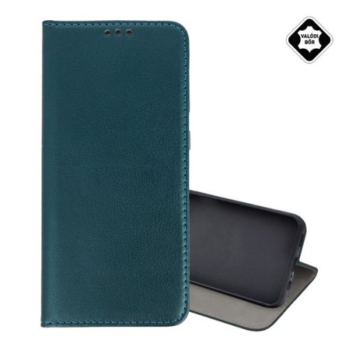 Tok álló, valódi bőr (FLIP, oldalra nyíló, asztali tartó) SÖTÉTZÖLD