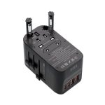 BLITZWOLF BW-TA2 utazó töltő 2 USB+3 Type-C aljzat (100W, GaN, PD gyorstöltés, EU, UK, US, AU) FEKETE