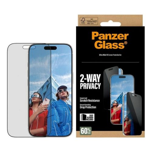 PANZERGLASS 2-WAY PRIVACY ULTRA-WIDE EASYALIGNER képernyővédő üveg (betekintés ellen, karcálló + segédkeret) FEKETE