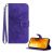 Tok álló, bőr hatású (FLIP, oldalra nyíló, asztali tartó, bankkártya tartó + kézpánt, napraforgó minta) SÖTÉTLILA