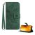 Tok álló, bőr hatású (FLIP, oldalra nyíló, asztali tartó, bankkártya tartó + kézpánt, napraforgó minta) SÖTÉTZÖLD