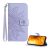 Tok álló, bőr hatású (FLIP, oldalra nyíló, asztali tartó, bankkártya tartó + kézpánt, napraforgó minta) VILÁGOSLILA