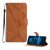 Tok álló, bőr hatású (FLIP, oldalra nyíló, asztali tartó, bankkártya tartó, varrás minta + kézpánt) BARNA