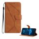 Tok álló, bőr hatású (FLIP, oldalra nyíló, asztali tartó, bankkártya tartó, varrás minta + kézpánt) BARNA