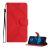 Tok álló, bőr hatású (FLIP, oldalra nyíló, asztali tartó, bankkártya tartó, varrás minta + kézpánt) PIROS