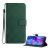 Tok álló, bőr hatású (FLIP, oldalra nyíló, asztali tartó, négyzet, prémium) SÖTÉTZÖLD