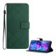 Tok álló, bőr hatású (FLIP, oldalra nyíló, asztali tartó, négyzet, prémium) SÖTÉTZÖLD