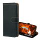 Tok álló, bőr hatású (FLIP, oldalra nyíló, asztali tartó, RFID, mágneses csat, prémium) FEKETE