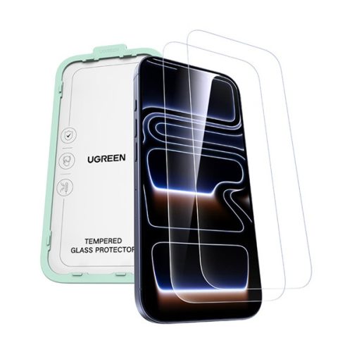 UGREEN SP1143 képernyővédő üveg 2db (2.5D, 0.33mm, 9H + segédkeret) ÁTLÁTSZÓ